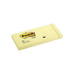 Бумага для заметок 3M Post-it 653 (желтая, 38 -51мм, 3 блока по 100 листов) 