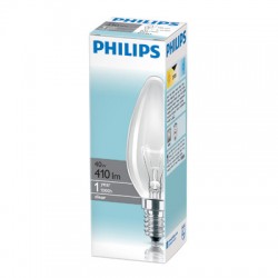 Лампа накаливания Philips, свеча прозрачная 40Вт, цоколь E14 