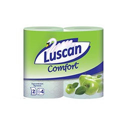 Бумага туалетная Luscan Comfort (2-слойная, зеленая с тиснением, 4рул/уп)
