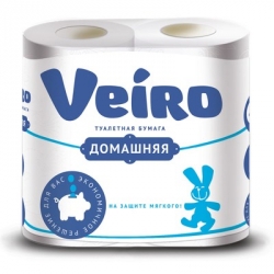 Бумага туалетная Veiro Домашняя 2-слойная белая (4 рулона в упаковке)