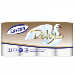 Бумага туалетная Luscan Deluxe 3-слойная белая (8 рулонов в упаковке)