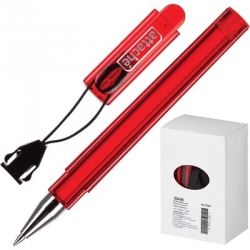 Ручка шариковая Attache на ленте синяя (красный корпус, толщина линии 0.5 мм)