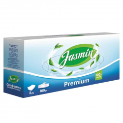 Салфетки косметические Jasmin Premium 2-слойные белые (100 штук в упаковке)