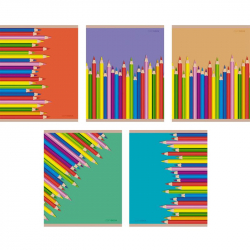 Тетрадь общая Цветные карандаши А5 48 листов в клетку на скрепке в ассортименте