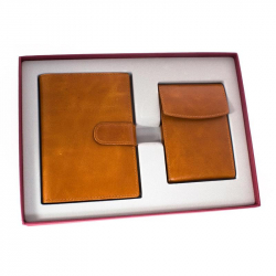 Подарочный набор Денвер(кожа, коричневый, визитница и портмоне)